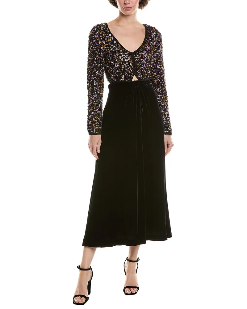 Sea Ceres Crochet Wool & Silk-Blend Midi Dress Black