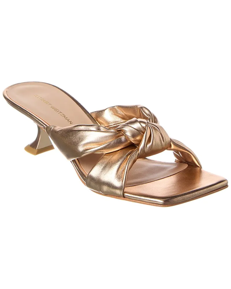 Stuart Weitzman Playa Knot Leather Sandal Gold