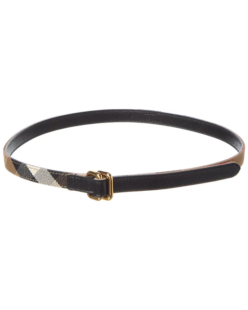 Burberry Check Canvas & Leather Belt Black