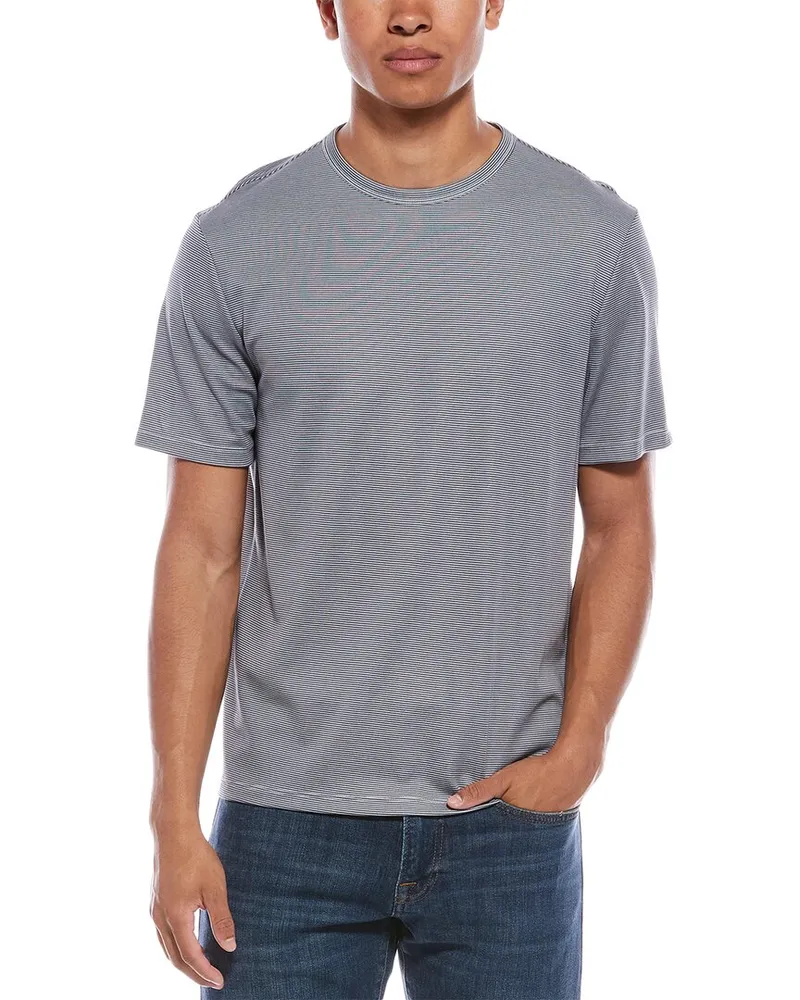 Vince Interlock Feed Stripe T-Shirt Blue