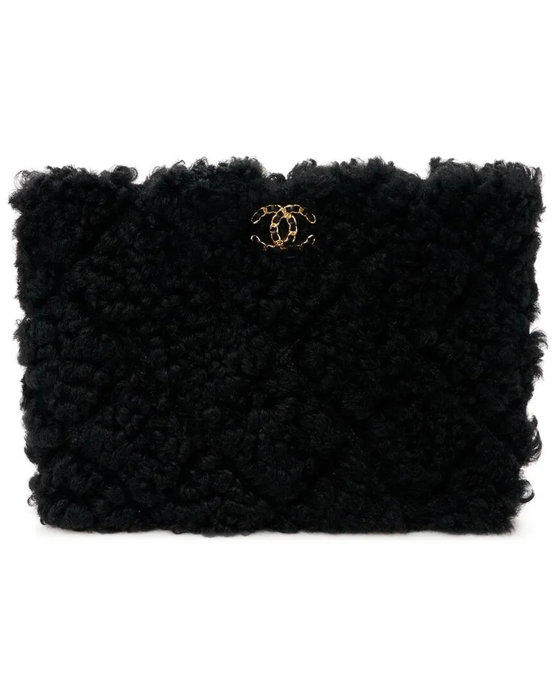 Chanel Black Sheepskin Leather Large Chanel 19 Cosmetic Case (Authentic Pre-  Loved Nocolor