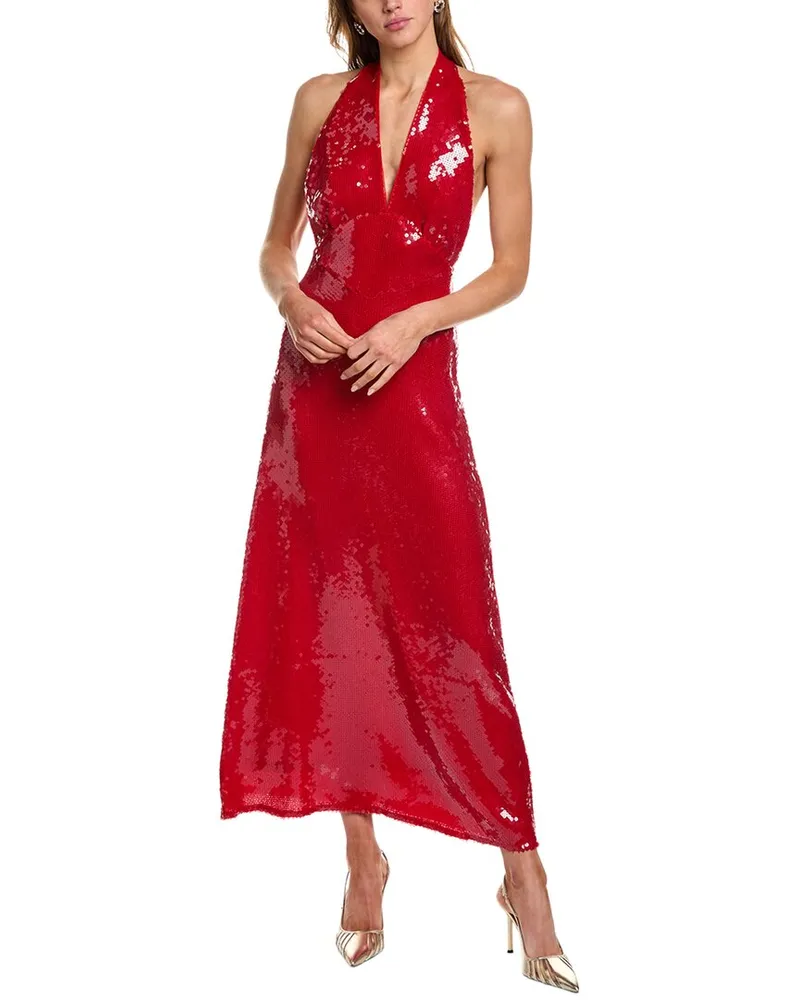 Bardot Freja Sequin Midi Dress Red
