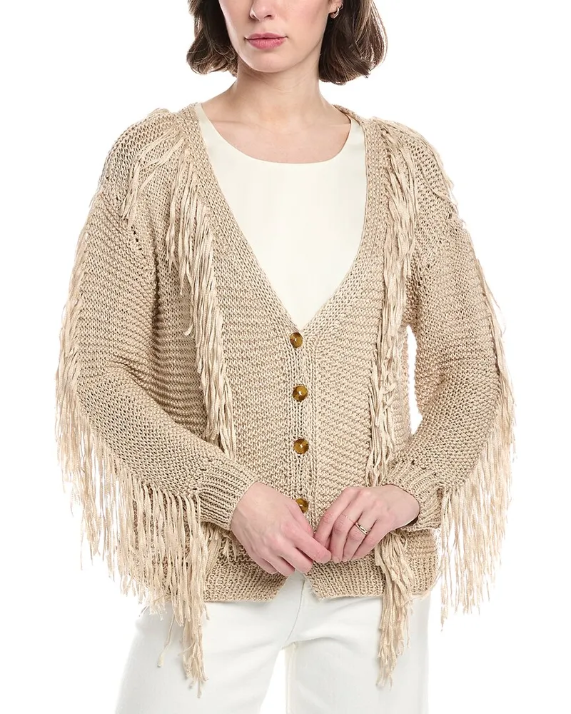 FARM Rio Sand Stripes Fringes Knit Cardigan Nocolor