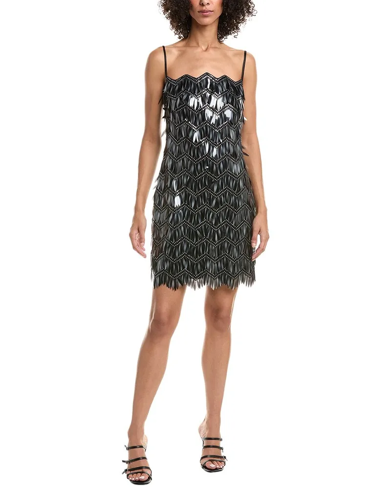 Tadashi Shoji Colie Sequin Fringe Mini Dress Black