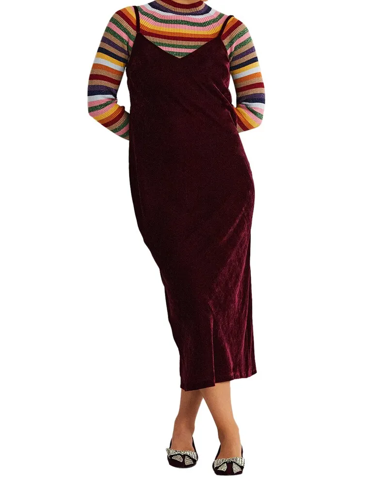 Boden Velvet Slip Midi Dress Nocolor