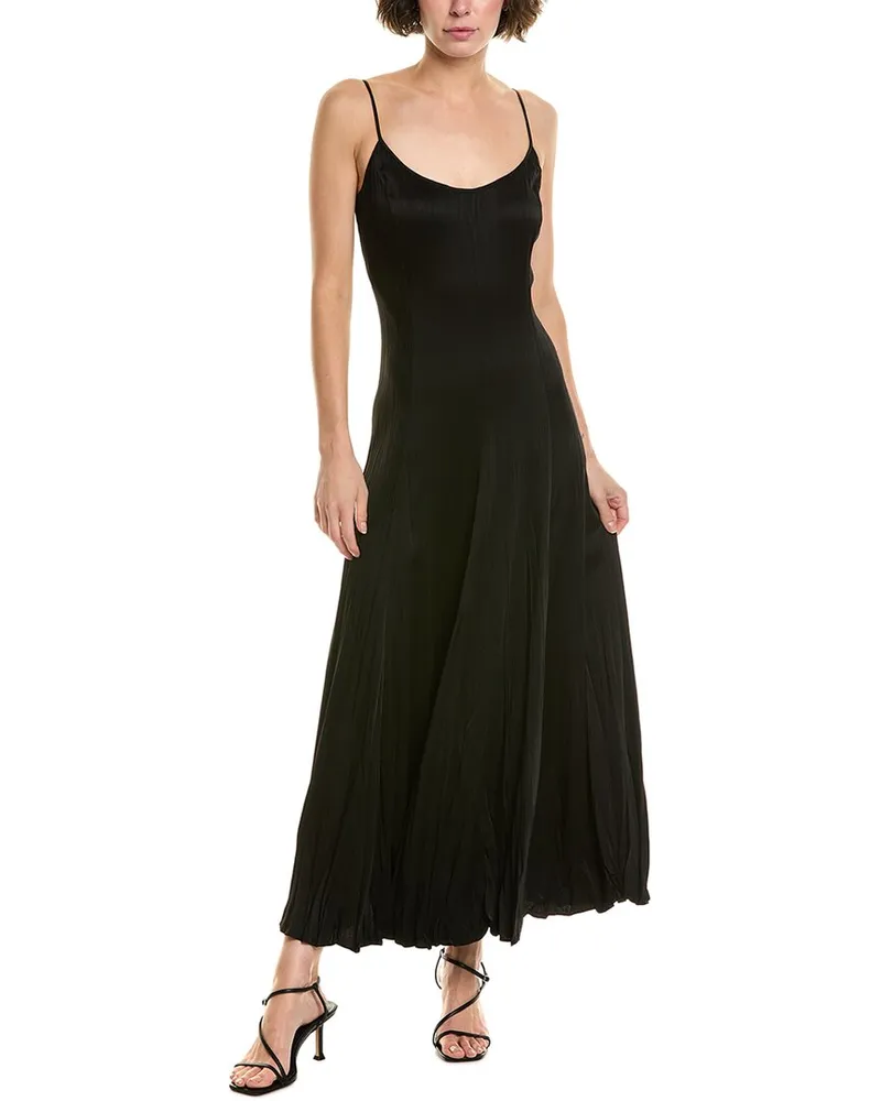 Michael Kors Jamison Crushed Charmeuse Midi Dress Black