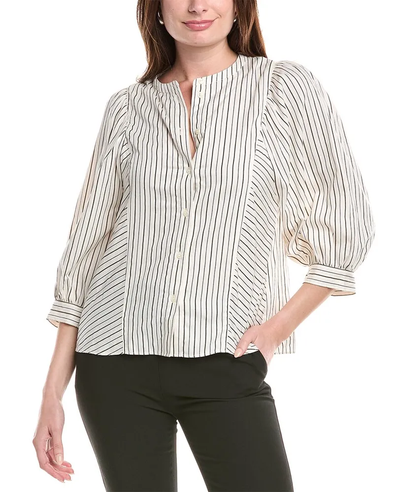ba&sh Lioba Linen-Blend Blouse Beige