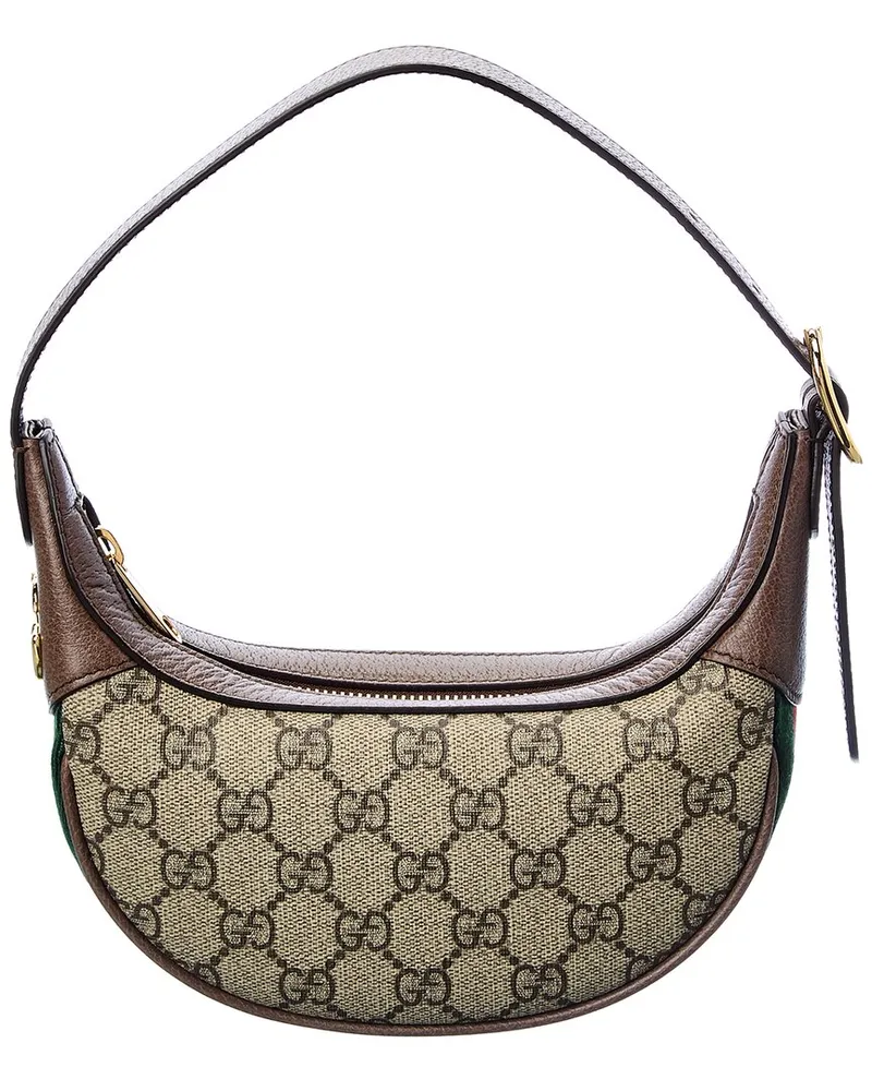 Gucci Ophidia Mini GG Supreme Canvas & Leather Shoulder Bag Brown
