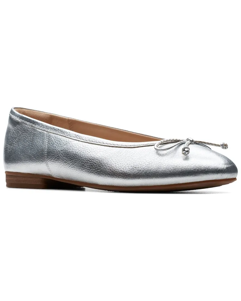 Clarks Fawna Lily Leather Ballet Flat Silver