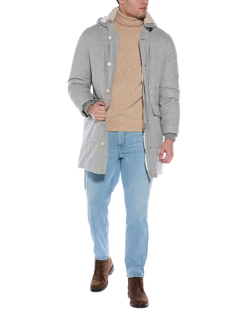Brunello Cucinelli Wool, Silk, Cashmere-Blend Coat Nocolor