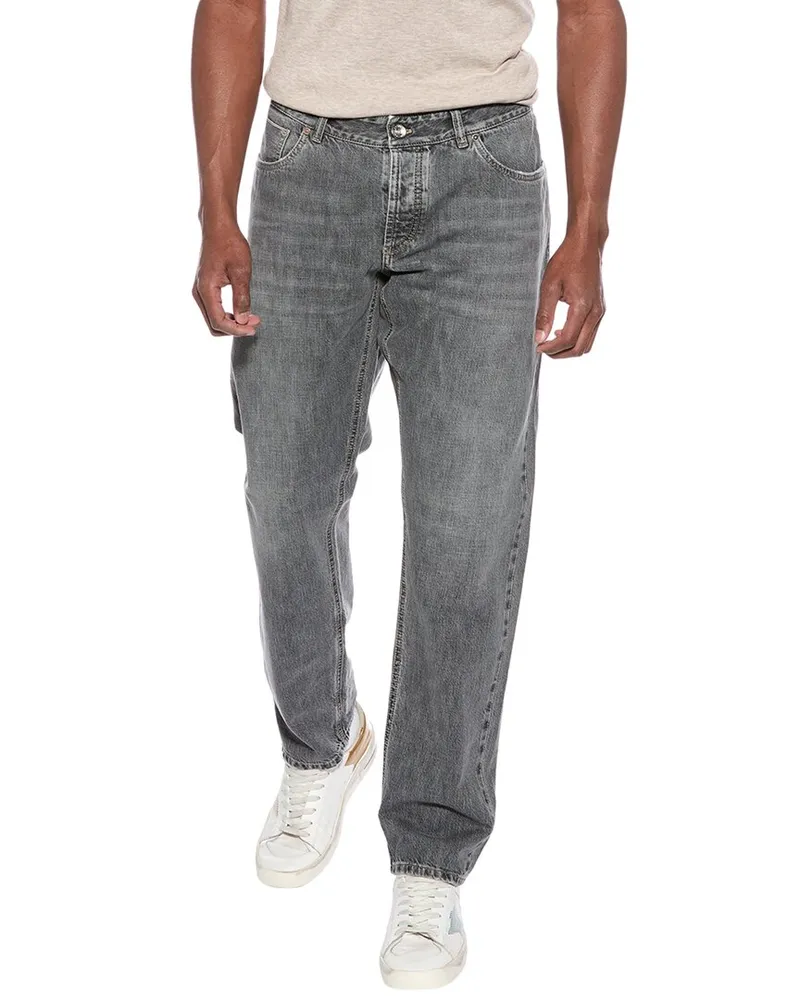 Brunello Cucinelli Traditional Fit Black Straight Jean Nocolor