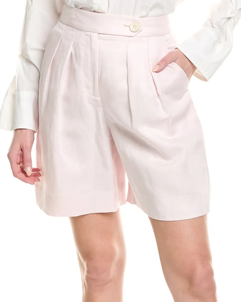 Derek Lam Terri Wide Leg Linen-Blend Short Pink