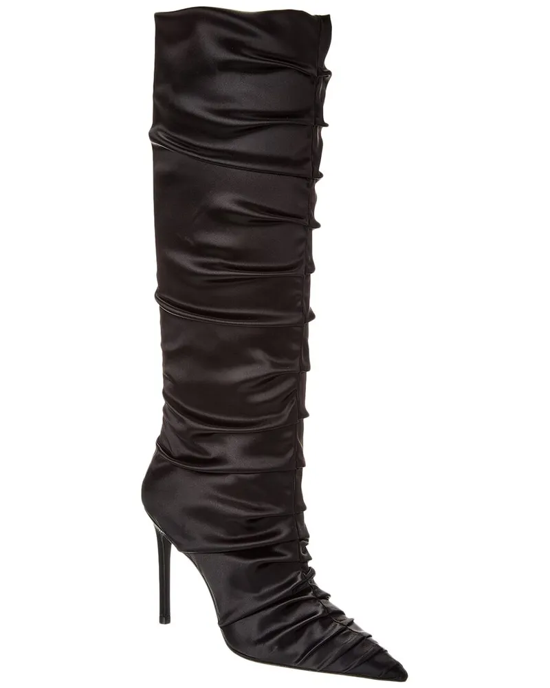Stuart Weitzman Strt Ruched 100 Satin Knee-High Boot Black