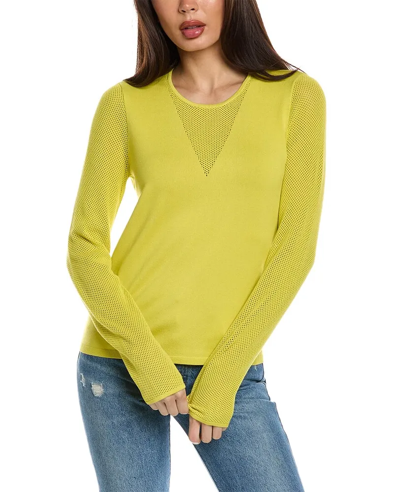ST. JOHN Mesh Knit Sweater Yellow