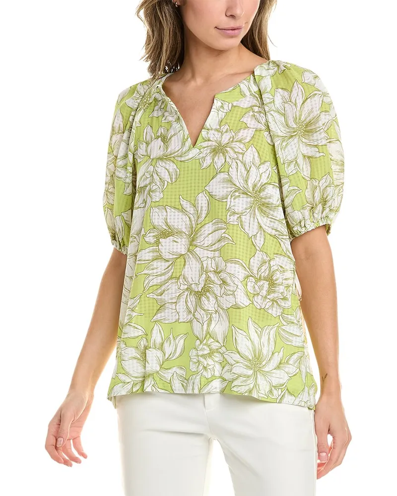 Anne Klein Puff Sleeve Blouse Green