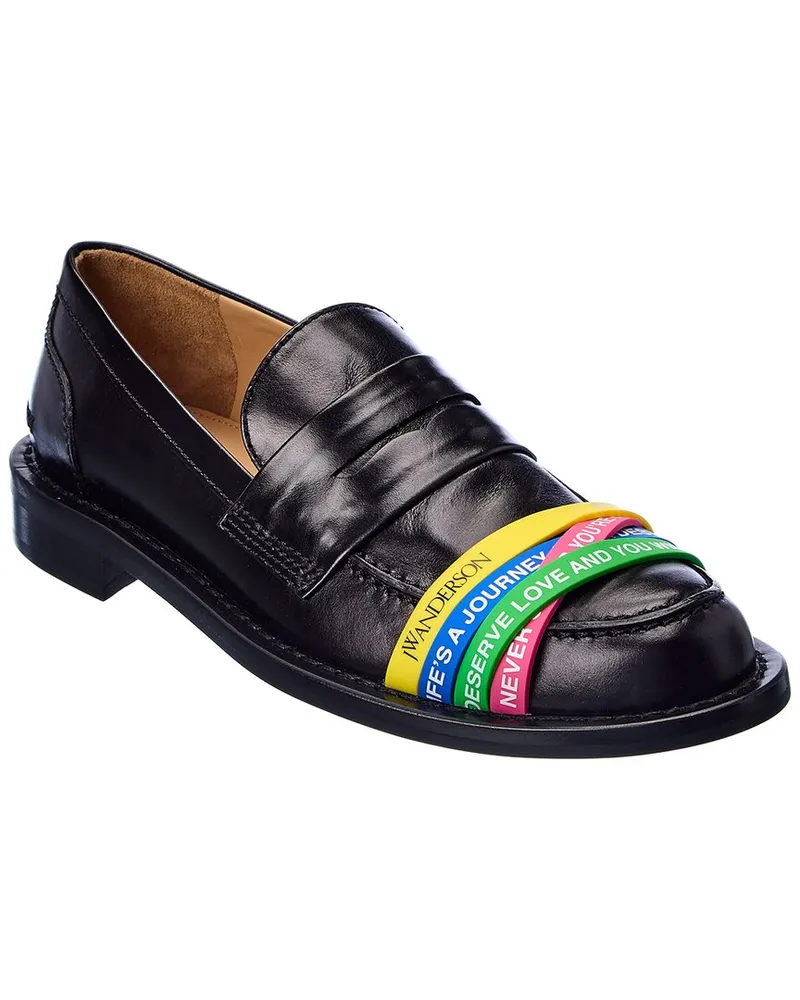 J.W.Anderson Elastic Straps Leather Loafer Black