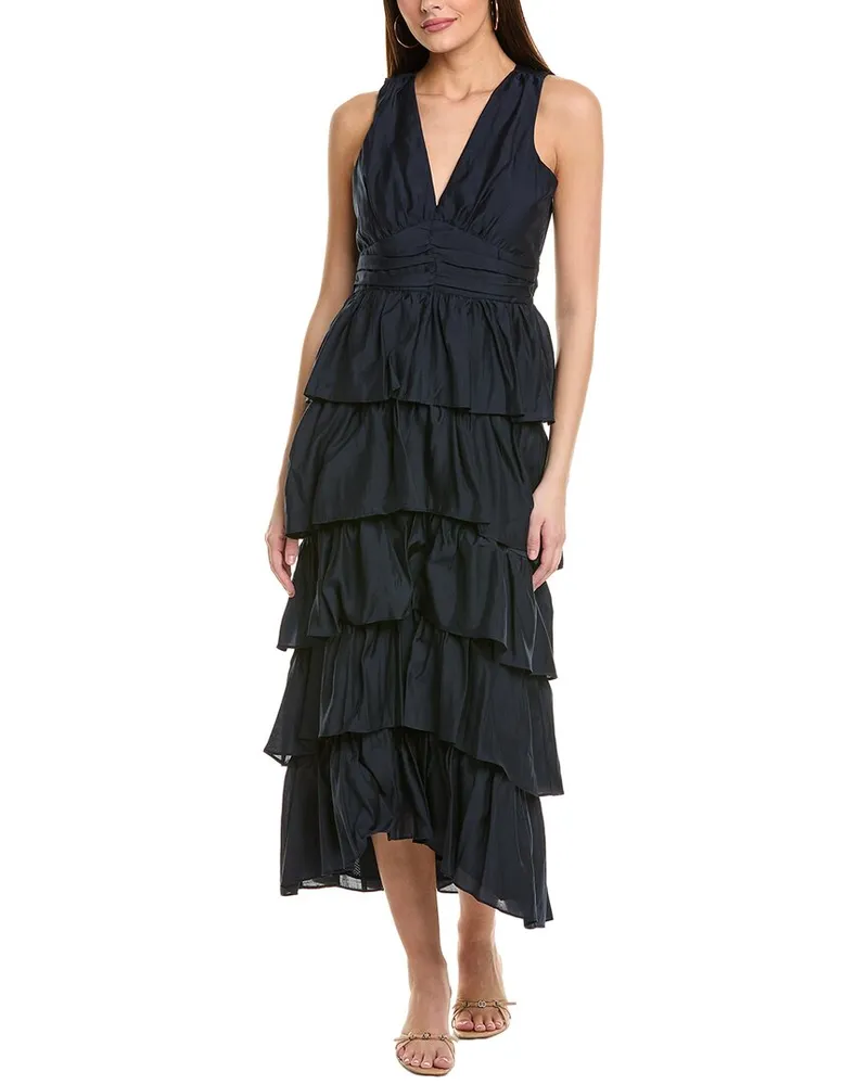 1.STATE Cascading Ruffle Maxi Dress Blue