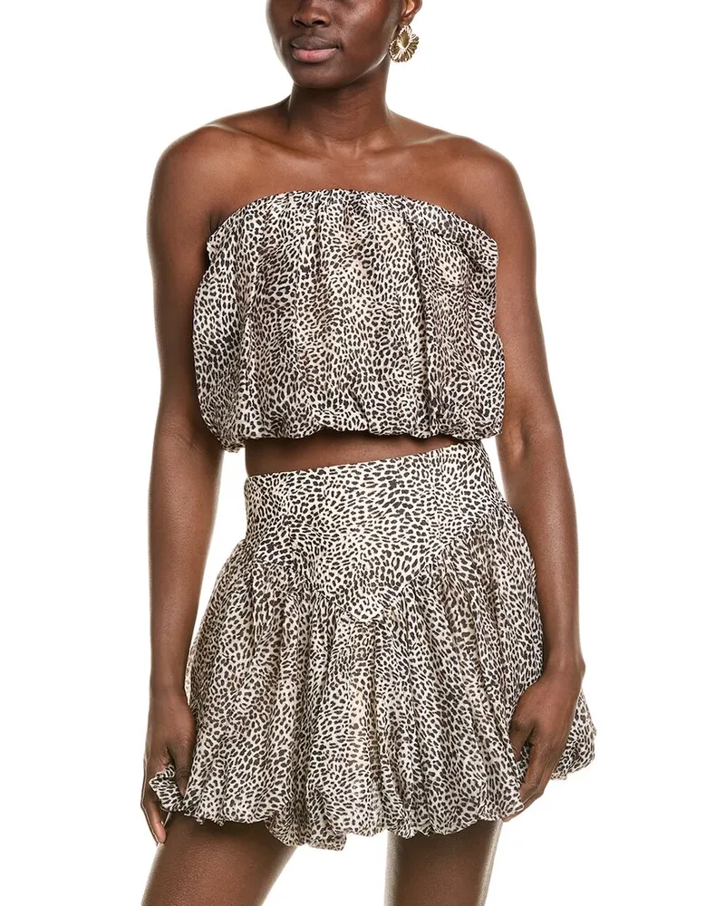 Bardot Lissett Linen-Blend Bubble Tube Top Brown