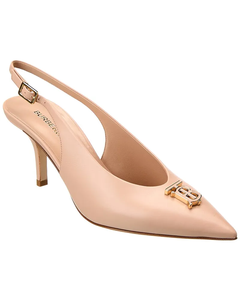 Burberry Monogram Motif Leather Slingback Pump Beige