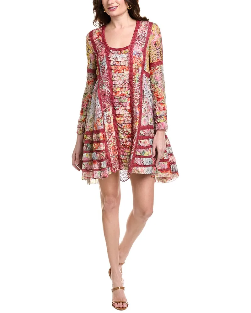Valentino Garavani Tiered Eyelet Mini Dress Red