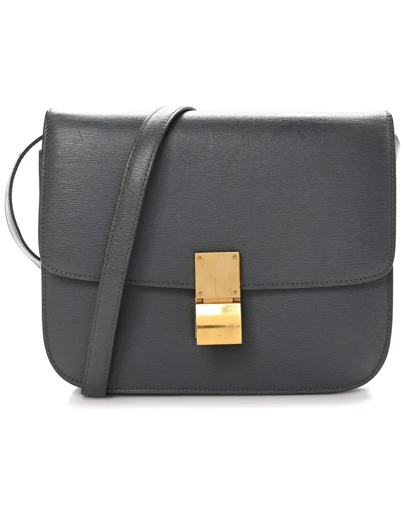Celine Grey Calfskin Leather Liege Medium Classic Box Flap Bag (Authentic Pre-  Loved Nocolor