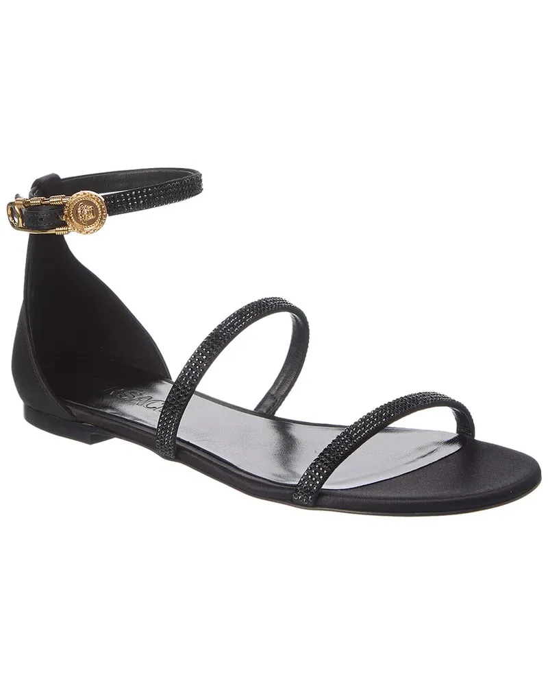 Versace Safety Pin Satin Sandal Black