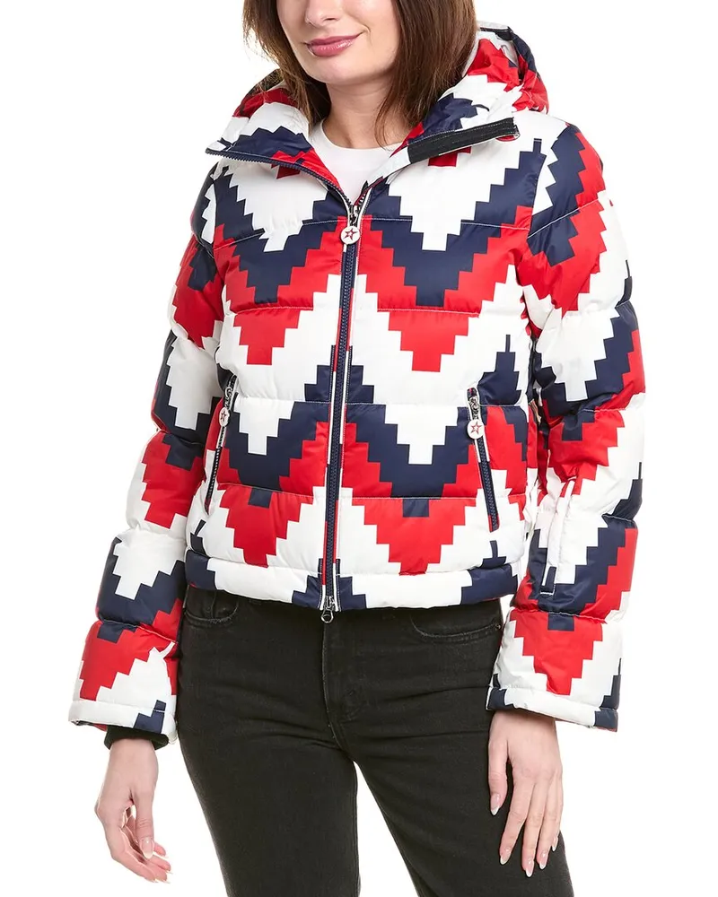 Perfect Moment Chevron Polar Flare Down Coat Red