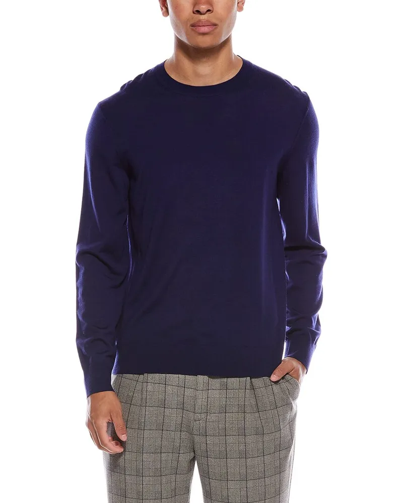 Theory Regal Crewneck Wool Sweater Blue