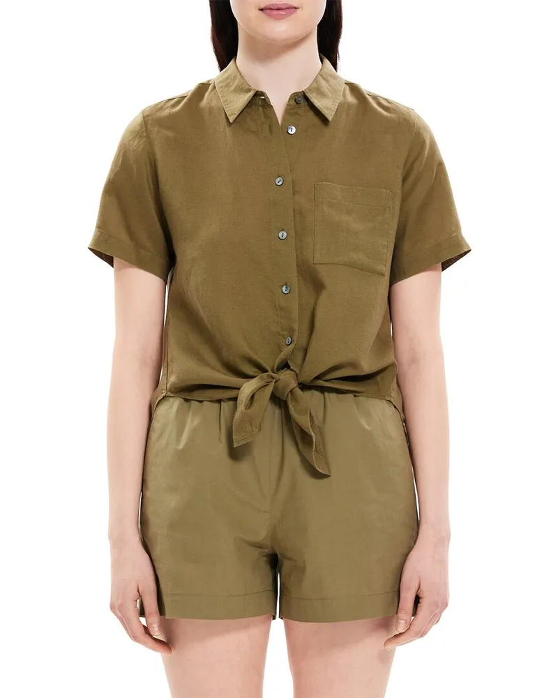 Theory Hekanina Linen-Blend Shirt Nocolor