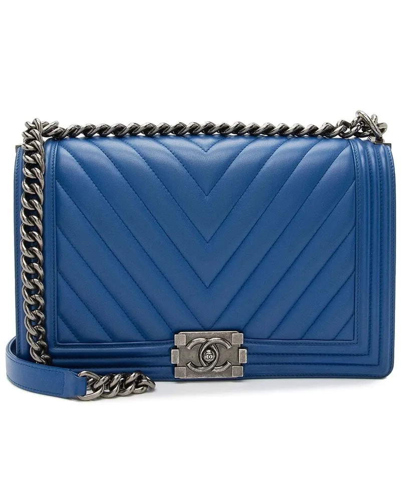 Chanel Blue Lambskin New Medium Boy Bag (Authentic Pre-Loved Nocolor