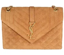 Brown Suede Mixed Triquilt Small Monogram Envelope Flap Bag  (Authentic Pre-Loved
