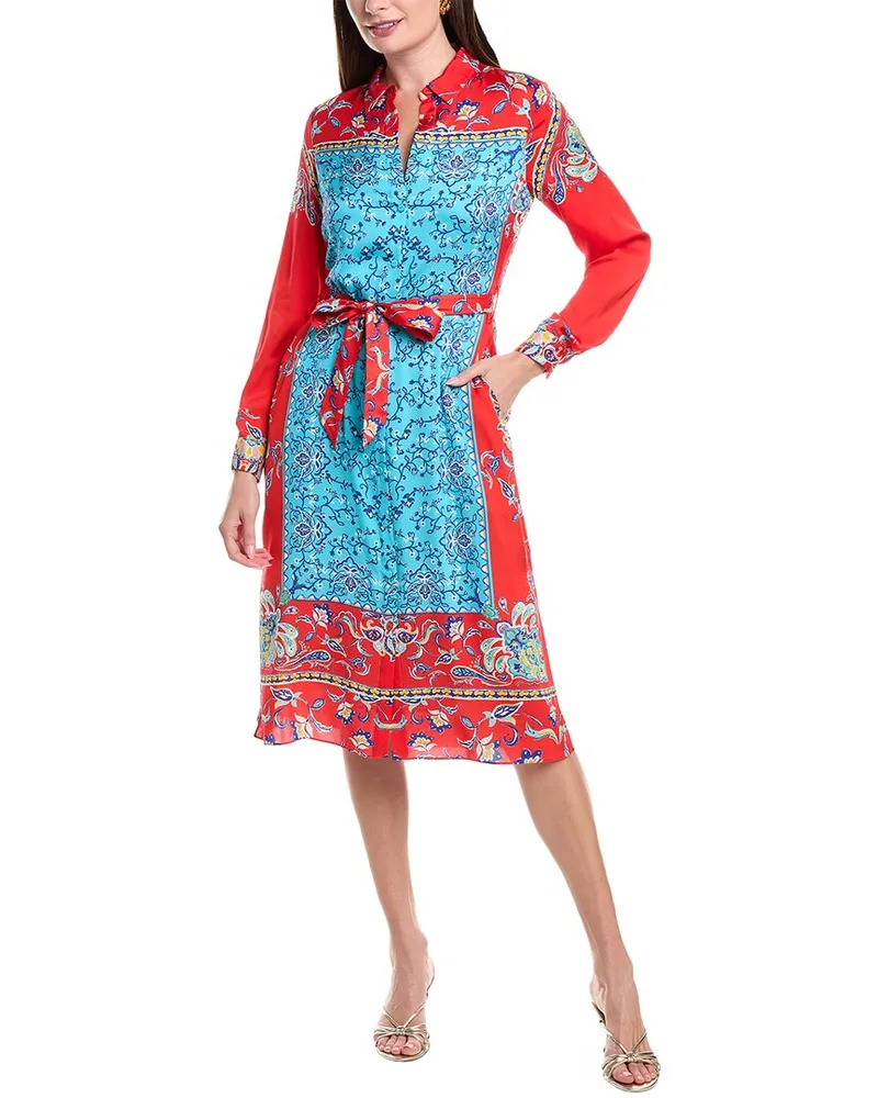 Elie Tahari The Paulina Isle Of Capri Silk-Blend Shirtdress Blue