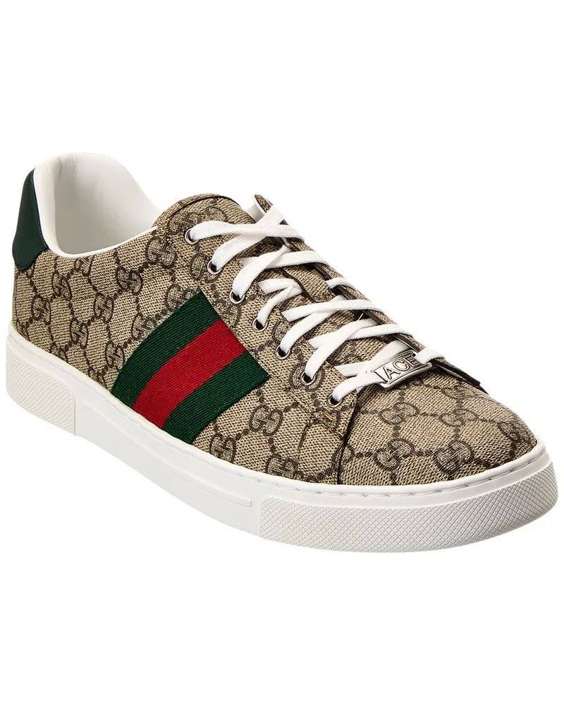 Gucci Ace Web GG Supreme Canvas & Leather Sneaker Green