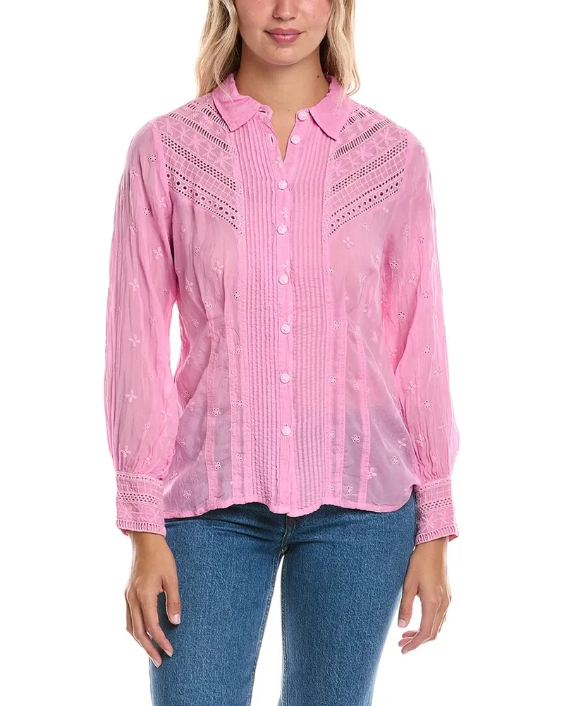 Johnny Was Haarlem Button-Up Shirt Pink