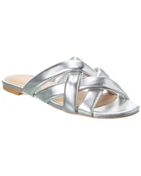 Stuart Weitzman Crossover Leather Slide Silver