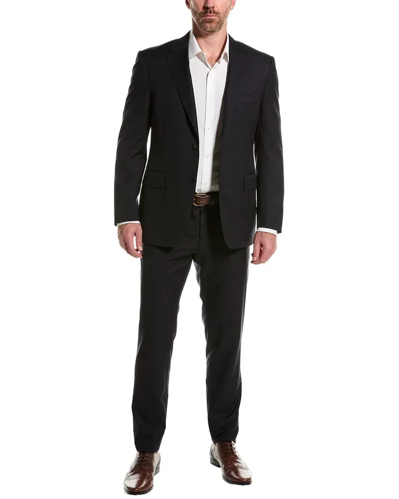 Canali Wool Suit with Flat Front Pant Blue