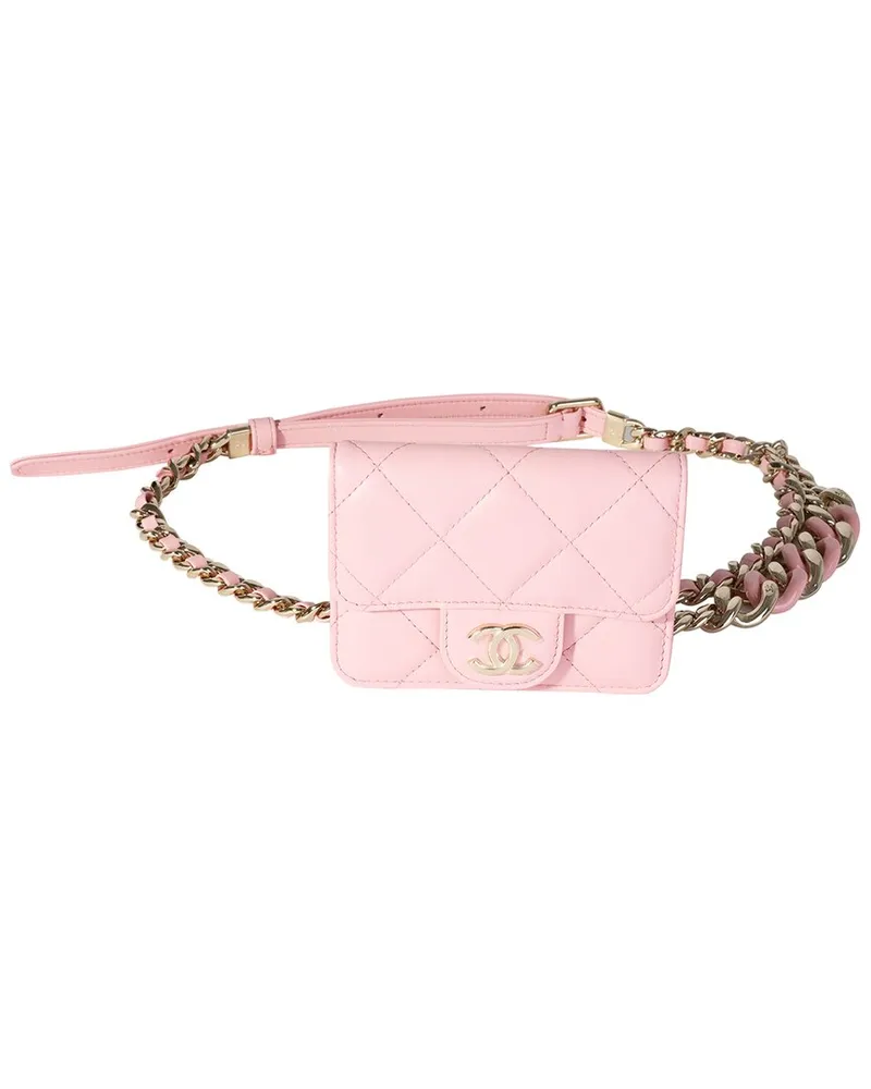 Chanel Pink Quilted Leather Elegant Chain Belt Bag (Authentic Pre-Loved Nocolor