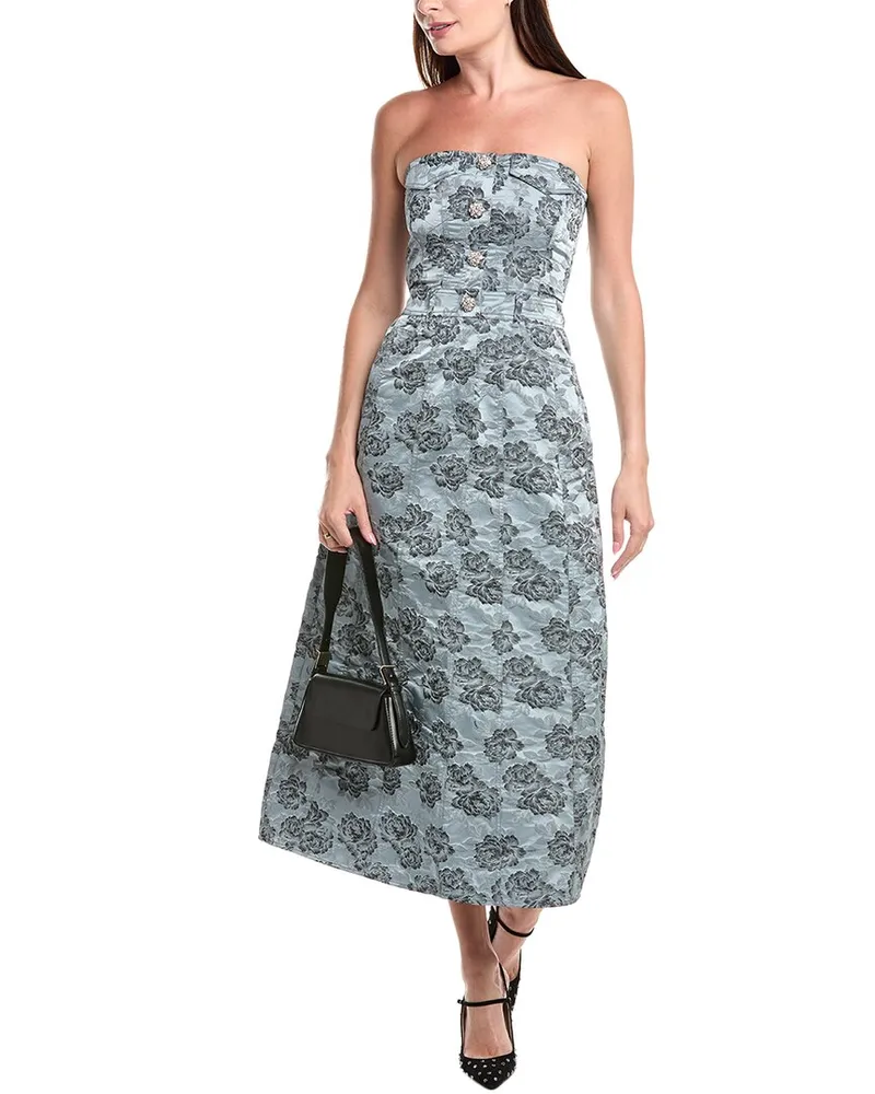 Ganni Jacquard Corsage Dress Blue