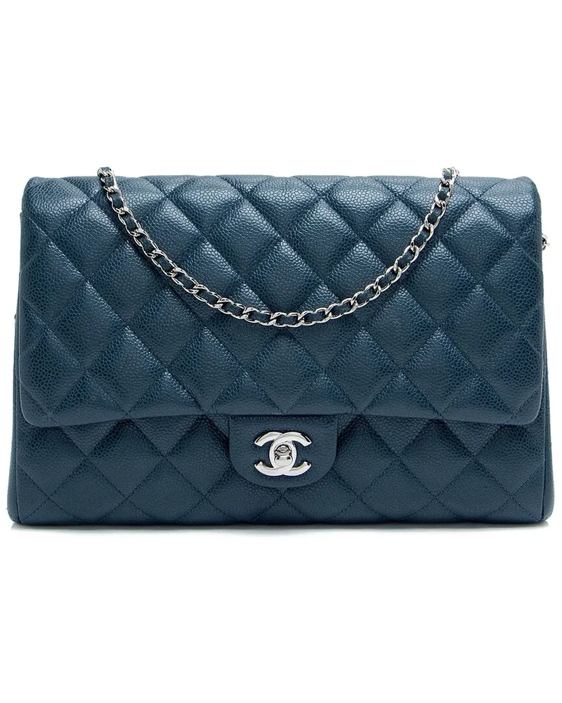 Chanel Blue Caviar Leather Chain Flap Clutch (Authentic Pre-Loved Nocolor