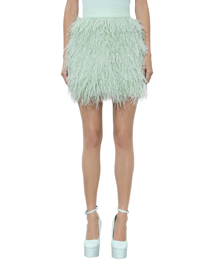 Alice + Olivia Cina Feather Skirt Blue