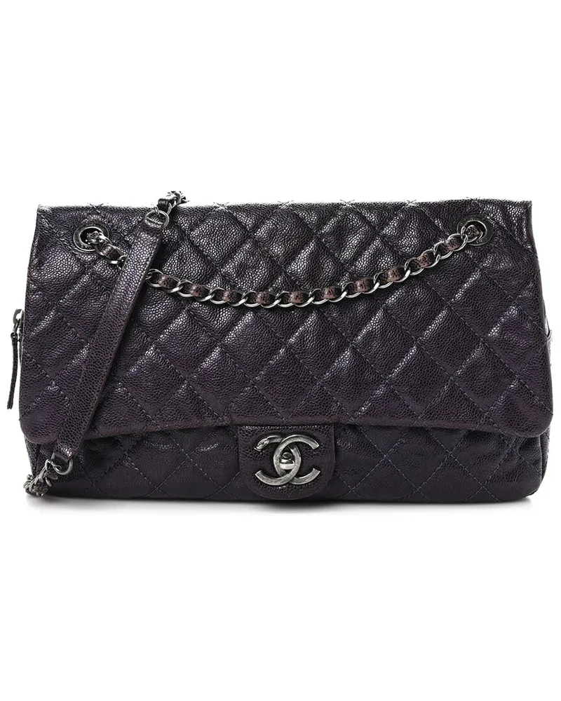 Chanel Purple Caviar Quilted Leather Jumbo Easy Flap (Authentic Pre-Loved Nocolor