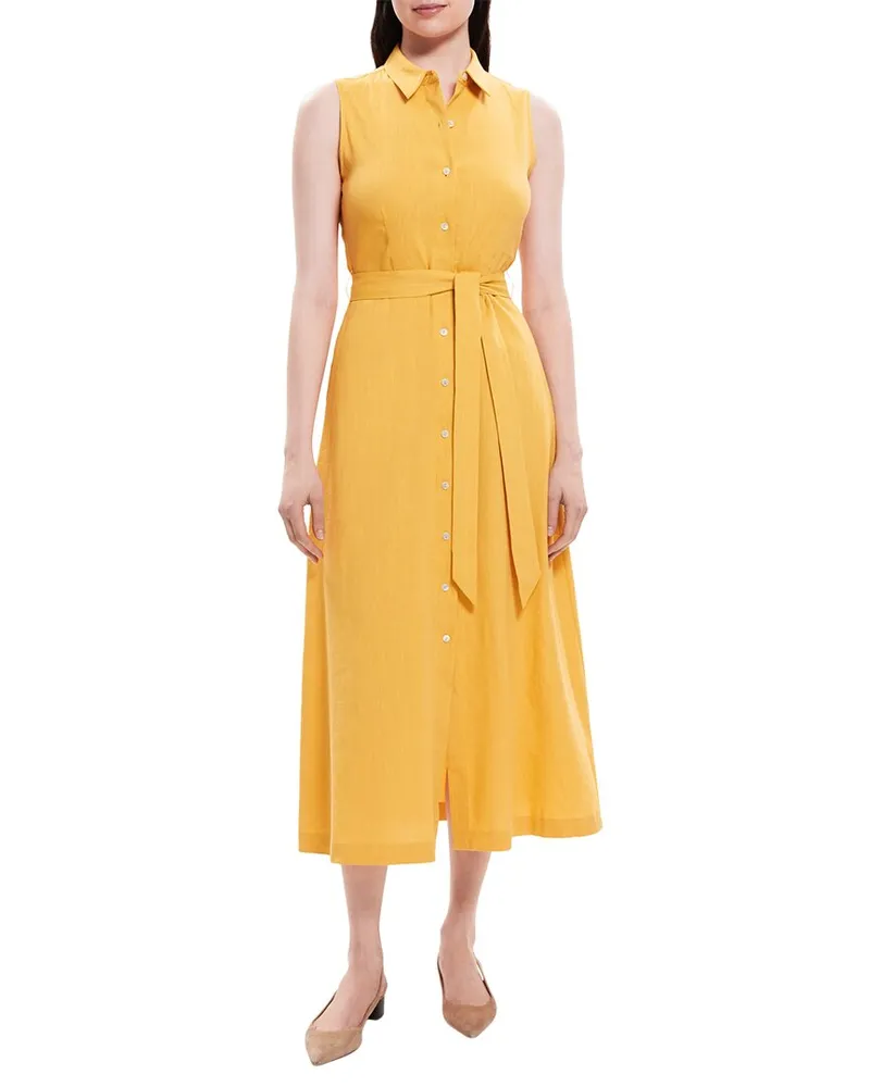 Theory Volume Linen-Blend Shirtdress Nocolor