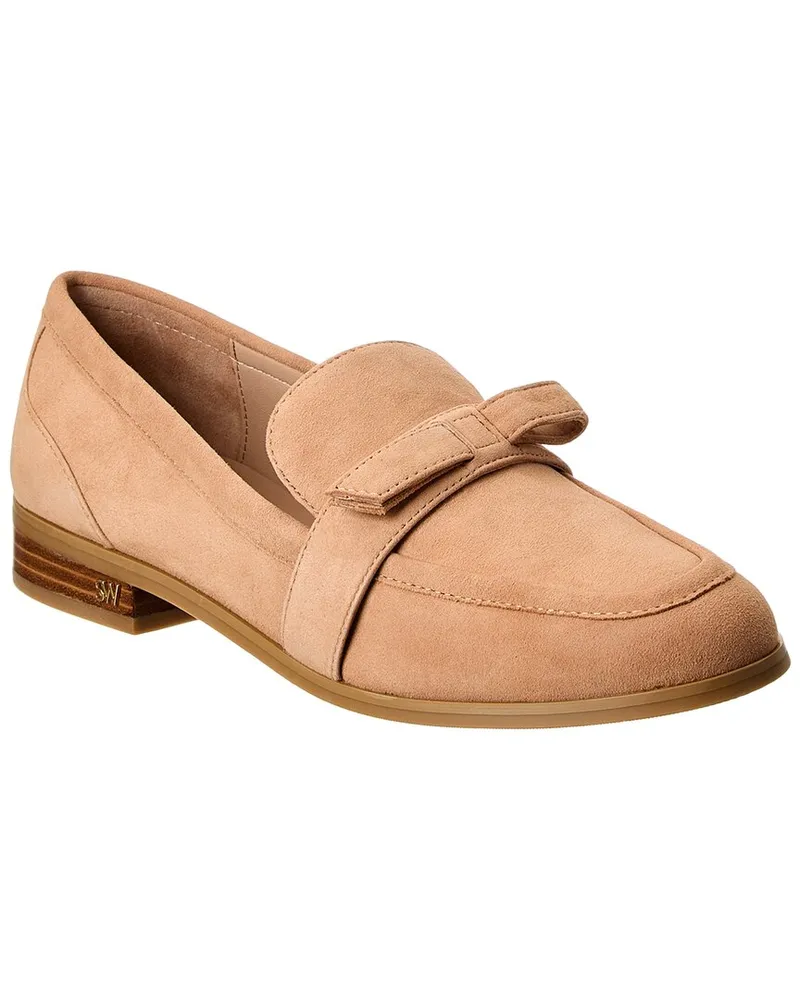 Stuart Weitzman Emma Bow Suede Loafer Beige