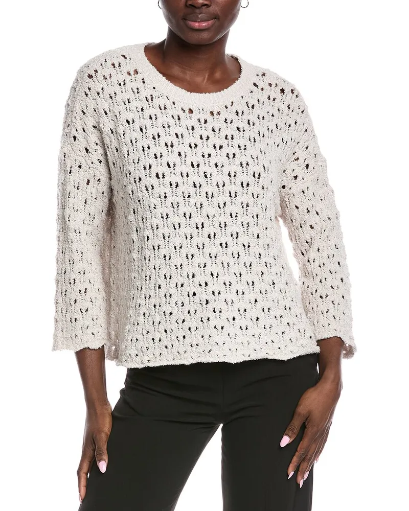 Eileen Fisher Fluff Cashmere-Blend Top White