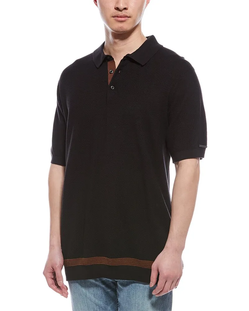 Karl Lagerfeld Textured Polo Shirt Black