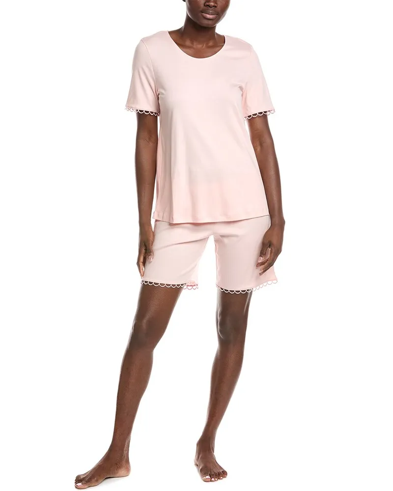 Hanro 2pc Pajama Top & Short Set Pink
