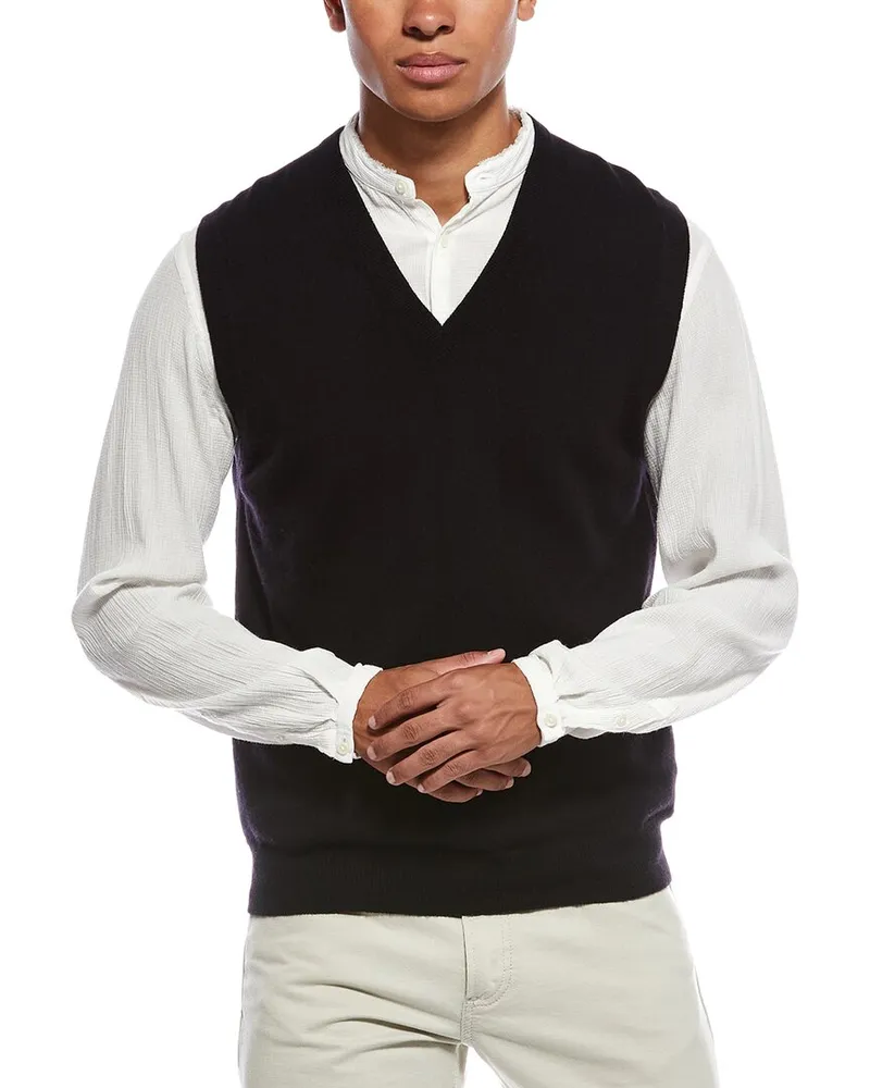 N.Peal Westminster Slipover Cashmere Vest Black