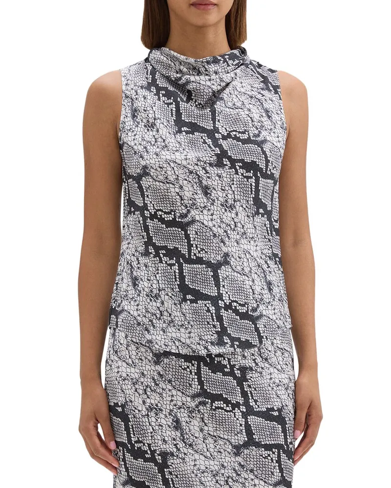 Theory Cowl Neck Silk Top Grey