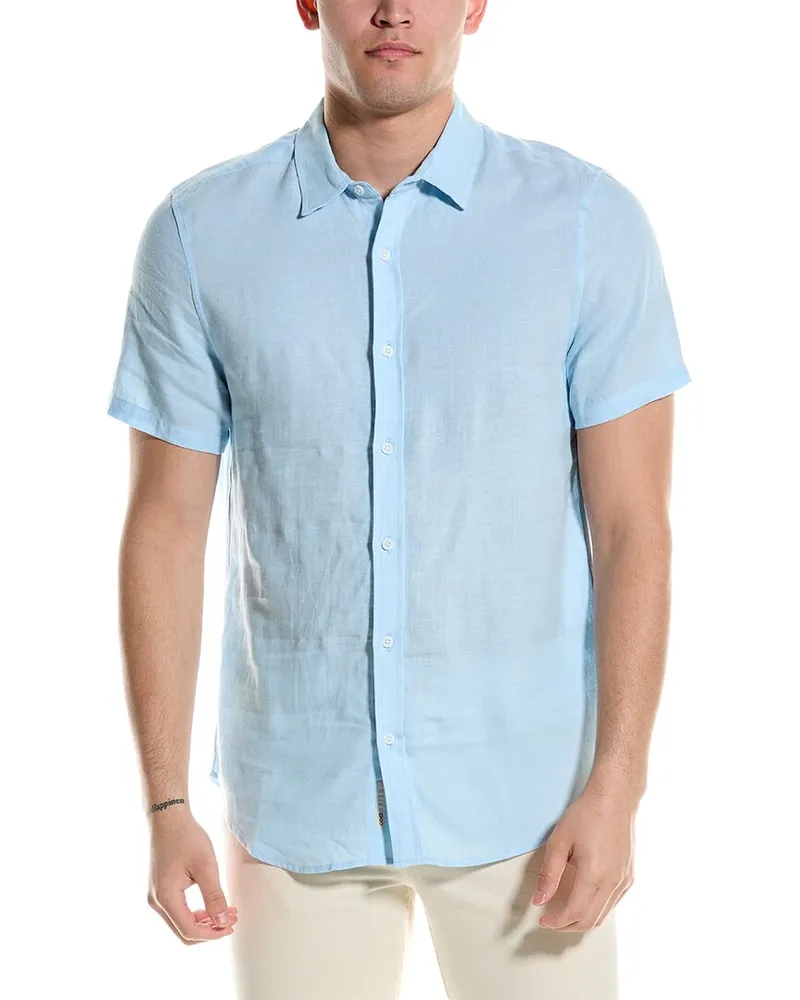 Onia Standard Linen-Blend Shirt Blue