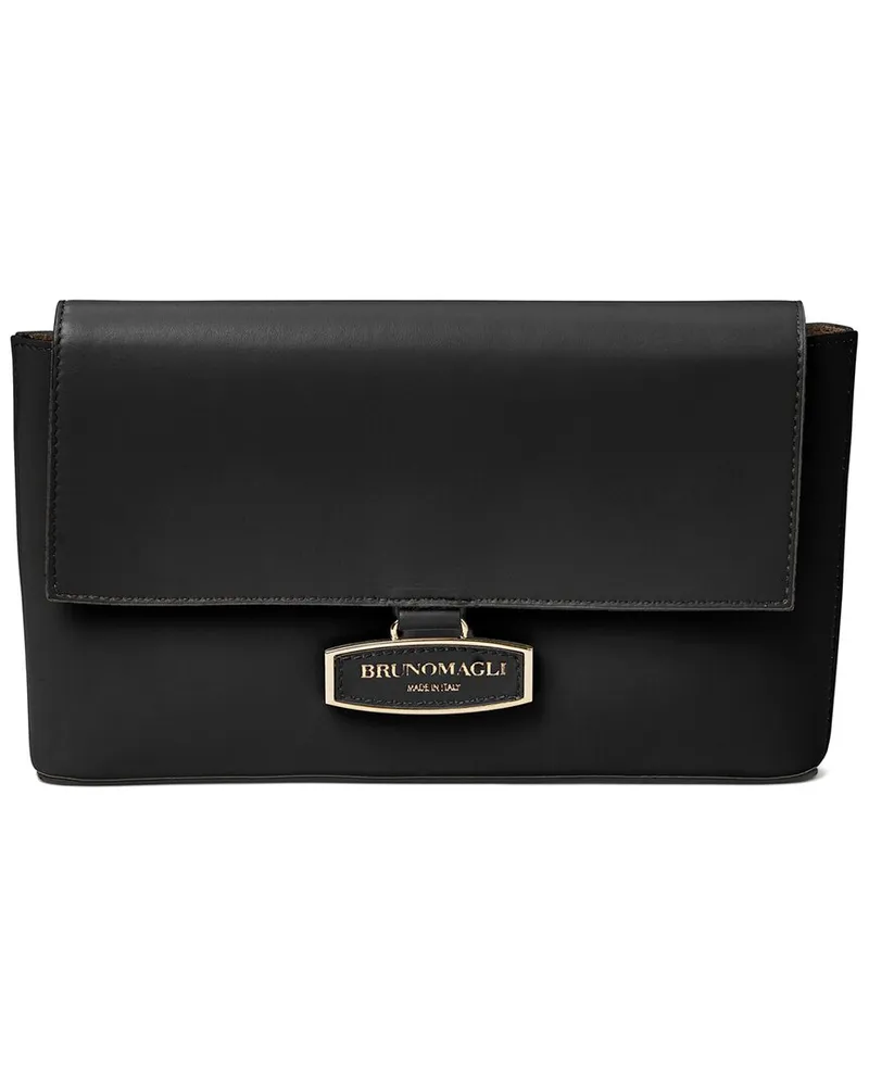 Bruno Magli Stella Leather Clutch Crossbody Black